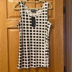 Womens Large Vandana black/white checked tank top NWT